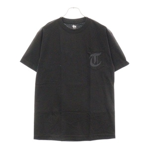 STUSSY ステューシー バック シャドーマンプリント クルーネック半袖Tシャツカットソー ブラック