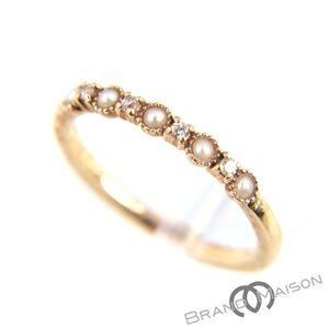 Aランク【アガット】ピンキーリング/パール/ダイヤモンド/K10YG/0.02ct/0.9g/レディース/アクセサリー/イエローゴールド/指輪/agete