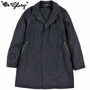 美品 日本製 Or Glory オアグローリー WATER REPELLENCY コットンナイロン スタンドカラー ステンカラーコート ネイビー 紺 40(JP:L)