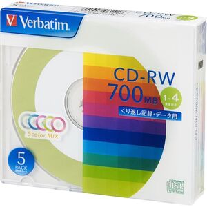 バーベイタム くり返し記録・データ用 CD-RW 700MB 1-4倍速 5枚入 SW80QM5V1