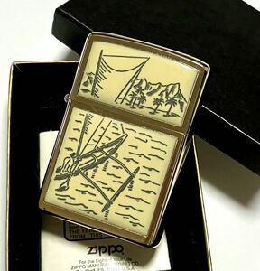 ZIPPO 1977年製 Scrimshaw Outrigger スクリムショウ カヌー アウトリガー プロトタイプ デッドストック ビンテージ 希少 未使用品