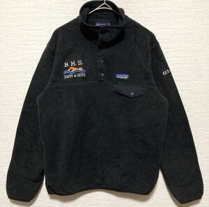 Patagonia　パタゴニア　プルオーバーフリース　スナップT　刺繍ロゴ　黒S 古着 フリースジャケット 