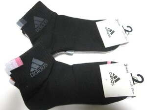 *送料無料*新品*アディダス*23-25㎝*ソックス3足×２*③*ブラックグレーホワイト*adidas*