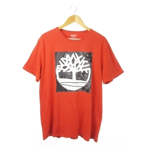 ティンバーランド Timberland Tシャツ 半袖 コットン プリントデザイン ロゴ XL 赤 レッド /AO3 メンズ