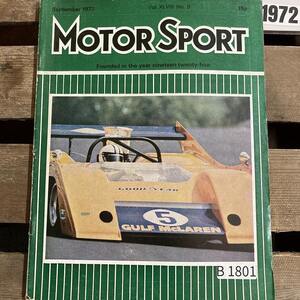 B1801　1972　「MOTOR SPORT」モータースポーツ 英国 　旧車雑誌　英国車 古本　雑誌 旧車　ビンテージ　自動車 クラシックカー