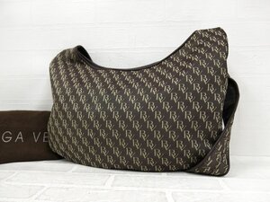 ◆美品◆BOTTEGA VENETA ボッテガ ヴェネタ◆総柄◆キャンバス カーフ レザー 本革◆ショルダー バッグ◆ブラウン系 シルバー金具◆A9515