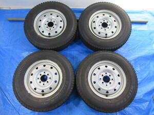 激安即決！TOPY 鉄ホイール 13-5B 4H/100 114.3 8穴 マルチ +冬タイヤ BRIDGESTONE 165R13 6PR LT 中古4本！ADバン プロボックス T008627