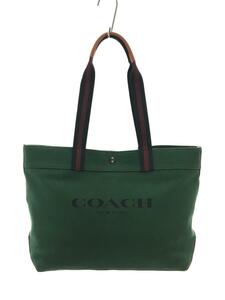 COACH◆トートバッグ/キャンバス/ペブルレザー/GRN/無地/C8221