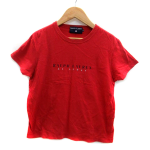 ラルフローレン RALPH LAUREN POLO SPORT Tシャツ カットソー クルーネック 半袖 プリント M 赤 レッド /HO55 レディース