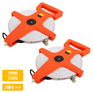 【送料無料】100m 2個 テープメジャー 巻尺 両面目盛り付 コンパクト 距離測定器 ライン引き 運動会 体育祭 部活 計測 工事現場 建築 測定