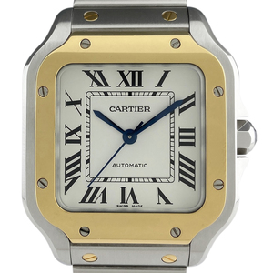 カルティエ CARTIER サントス ドゥ カルティエ MM ローマン W2SA0016 腕時計 SS YG 自動巻き シルバー メンズ 【中古】