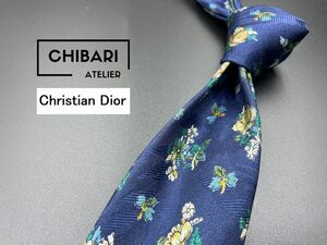 【美品】ChristianDior　ディオール　花柄　ネクタイ　3本以上送料無料　ネイビー　0402182