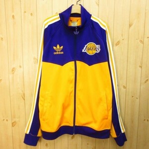 ◎LA レイカーズ adidas Originals アディダス NBA◆ジャージジャケット バスケ ユニフォーム 三つ葉◆メンズ 黄x紫 大きめ Sサイズ◆A5537