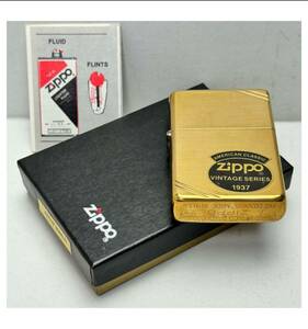 SG-675 未使用 ZIPPO ジッポ AMERICAN CLASSIC ヴィンテージ シリーズ 1937 箱 取説 1989年 V 刻印 ゴールド GOLD 喫煙具 絶版 希少 デッド