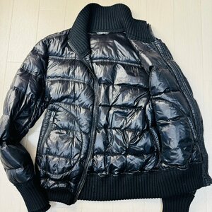 美品/48 L-XLサイズ相当★ドルチェ＆ガッバーナ/DOLCE&GABBANA リブニット ライトダウン ジャケット ジップ装飾 ブルゾン 中綿 メンズ 黒