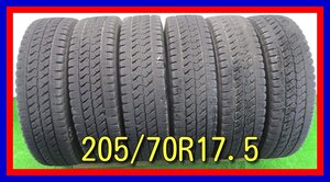 ■中古タイヤ■　205/70R17.5 115/113L LT BRIDGESTONE BLIZZAK W979 トラック等 6本 冬タイヤ スタッドレス 激安 送料無料 B954