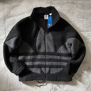 2XL （XO）新品 adidas originals アディダス オリジナルス シェルパジャケット ボアジャケット フリース 黒 ブラック グレー XXL HR3180