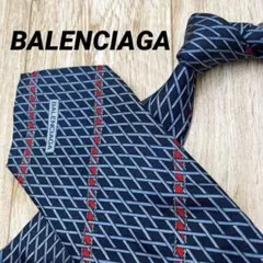 ✨極美品✨BALENCIAGA ネクタイ 格子 ストライプ ネイビー シルク