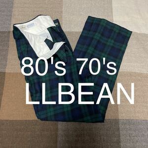 80s 70s Vintage LLBEAN pant ヴィンテージ エルエルビーン ブラックウォッチ パンツ スラックス usa製 ネイビー