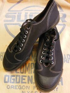 40S50S 米国製 デッドストック ビンテージ PRO KEDS 黒キャンバス ベースボール スニーカー/SIZE4-1/2(23.5位)