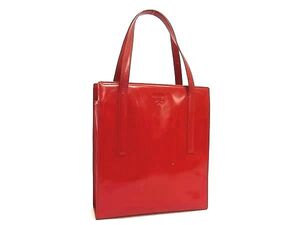 1円 PRADA プラダ パテントレザー ハンドバッグ トートバッグ レディース レッド系 BN1092