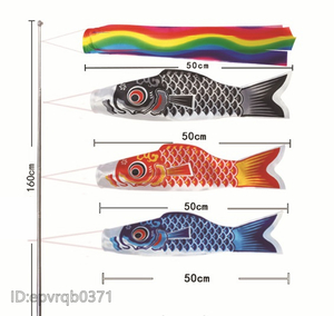 鯉のぼりセット※新品未使用 鯉３匹 吹流し ５０センチ ポール付き 庭園 こいのぼり 子どもの日