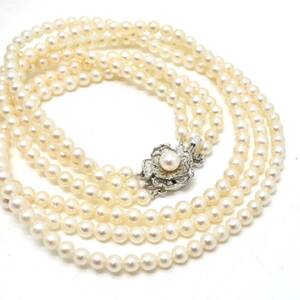 ◆アコヤ本真珠3連ネックレス◆M 約30.4g 約36.5cm 4.0mm珠 pearl パール jewelry necklace ジュエリー CD6/CD6