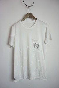 希少 正規 CHROME HEARTS クロムハーツ Star Printed Tee スター プリント ポケット Tシャツ 2212-304-0644 白M アローズ購入本物512O