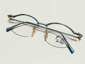 新品　Flair フレアー　ドイツ製　メガネ　眼鏡　高級感　上品　ハーフリム　ブルー　青　オーバル