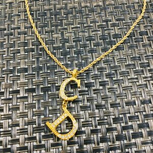 【中古美品/TO/CH】Christian Dior クリスチャンディオール ラインストーン CDロゴ ネックレス ゴールド レディース アクセサリー IM1029/0