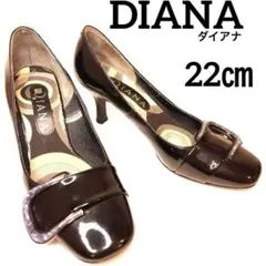 DIANA ダイアナ　エナメル　バックルベルト　パンプス　スクエアトゥ　22㎝