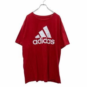 adidas 半袖 プリント Tシャツ XLサイズ アディダス レッド コットン 古着卸 アメリカ仕入 t2405-3416