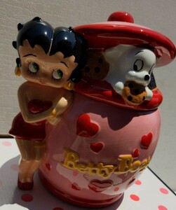 未使用品*ベティちゃん*BETTY BOOP*クッキージャー*お菓子入れ*小物入れ*置物*キッチン雑貨*アメリカ雑貨*陶器*インテリア*ベティ*ハート*1