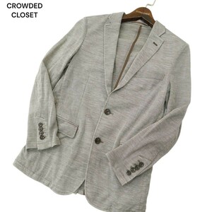 CROWDED CLOSET メンズビギ 春夏 麻 リネン★ アンコン テーラード ジャケット Sz.1　メンズ　A4T03172_3#M