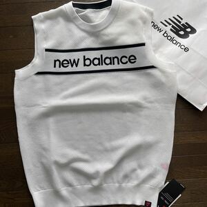 送料無料new balanceニューバランスゴルフMENSクルーネックニットベストBIGNBロゴ編地柄MESH吸水速乾DRY伸縮STRETCH White(超お買得5)新品