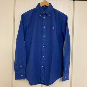 USED試着のみ ラルフローレン RALPH LAUREN RELAXED FIT ボタンダウンシャツ ブルー サイズUS S バスト84cmウォッシュ加工 定価¥17,000+税