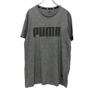 PUMA 半袖 プリントTシャツ L グレー ブラック プーマ 文字 古着卸 アメリカ仕入 a508-5026