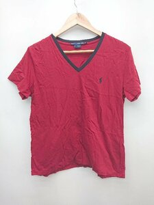 ◇ RALPH LAUREN SPORT ラルフローレン Vネック ポニー 半袖 Tシャツ カットソー サイズM レッド レディース P