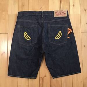 Milo 刺繍 デニム ハーフパンツ Lサイズ a bathing ape BAPE denim shorts マイロ デニム エイプ ベイプ jeans ショーツ NIGO cw5