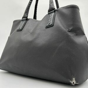 【状態考慮】BOTTEGA VENETA ボッテガヴェネタ マルコポーロ トートバッグ ビジネスバッグ PVCレザー イントレチャート ブラック 黒 メンズ