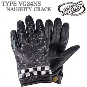 送料0 Vin&Age ヴィンアンドエイジ NAUGHTY CRACK SHORT GLOVES ナーティークラックグローブ VG24NS BLACK-L 春夏秋用 エイジング