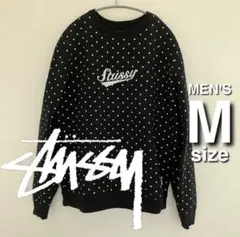 STUSSY ステューシー トレーナー スウェット M/黒 水玉 ロゴ 長袖