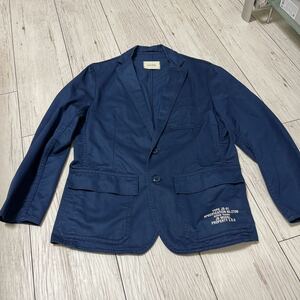 良品　ZUCCA TRAVAIL ズッカトラバイユ　テーラードジャケット　プリント　サイズ1 NAVY