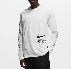 S 新品 NIKE ナイキ メンズ スウッシュ Byロングスリーブ Tシャツ 長袖 ロンT Tシャツ クラブ 白 ホワイト