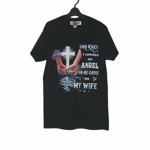 新品 tシャツ GILDAN プリントTシャツ 半袖 メンズ Mサイズ 黒色 ティーシャツ 十字 ラブラブ夫婦 MY WIFE