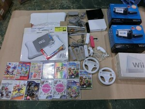 T【Q4-23】【160サイズ】未検品/ニンテンドー Wii U：2台・Wii：3台 本体一式・周辺機器・ソフト まとめてセット