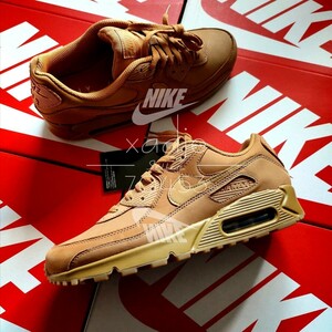 新品 正規品 NIKE ナイキ AIR MAX 90 PRM WNTR エアマックス 90 プレミアム FLAX ウィート 本皮 レザー30cm US12 箱付き ガムソール