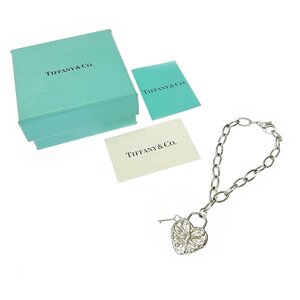 【1円スタート】【箱付き】TIFFANY & Co. ティファニー シルバー フィリグリー ハート キー 17.0g 925刻印 ブレスレット 368248