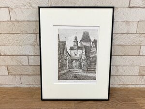 絵画 エルンスト・ガイセンドルファー ヴィンテージアート ドイツ 風景画 鉛筆サイン入り 版画 アート オリジナル ラディエルング 額装