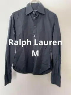 RALPH LAUREN シャツ 長袖 ブラック ワンポイント刺繍ロゴ 90